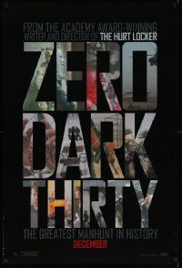 3s995 ZERO DARK THIRTY teaser DS 1sh '12 Jessica Chastain, cool title design over black background!