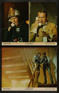 3t988 TOWERING INFERNO 2 color 11x14 stills '74 Fire Chief Steve McQueen & Paul Newman