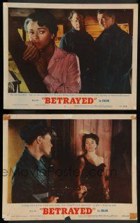 3t873 BETRAYED 2 LCs '54 great images of Clark Gable & sexy brunette Lana Turner!
