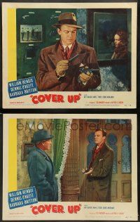 3t885 COVER UP 2 LCs '49 great images of Dennis O'Keefe & Barbara Britton, Art Baker!
