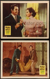 3t914 HOUSE BY THE RIVER 2 LCs '50 directed by Fritz Lang, Louis Hayward, Lee Bowman, Jane Wyatt!