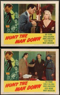 3t917 HUNT THE MAN DOWN 2 LCs '51 film noir, Gig Young, James Anderson, bad girl Cleo Moore!