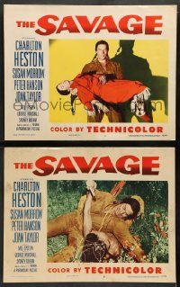 3t970 SAVAGE 2 LCs '52 Charlton Heston as Native American Luta and Joan Taylor as War Bonnet!