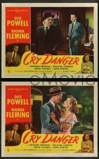 3t068 CRY DANGER 8 LCs '51 Dick Powell, William Conrad & Regis Toomey, Rhonda Fleming!