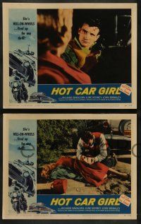 3t127 HOT CAR GIRL 8 LCs '58 she's Hell-on-wheels, fired up for any thrill, cool images!