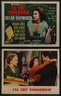 3t136 I'LL CRY TOMORROW 8 LCs '55 cool images of Susan Hayward in her greatest performance!