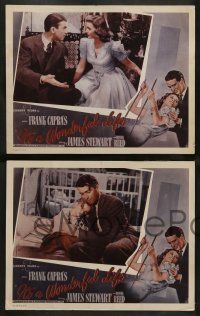 3t155 IT'S A WONDERFUL LIFE 8 LCs R55 James Stewart, Donna Reed, Lionel Barrymore, Frank Capra!