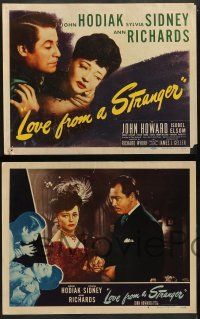 3t211 LOVE FROM A STRANGER 8 LCs '47 Sylvia Sidney resists John Hodiak, from Agatha Christie story!