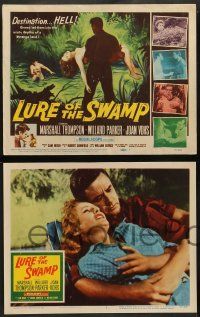3t219 LURE OF THE SWAMP 8 LCs '57 two men & a super sexy woman find their destination is Hell!