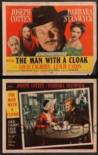3t242 MAN WITH A CLOAK 8 LCs '51 gorgeous Barbara Stanwyck, Joseph Cotten & pretty Leslie Caron!