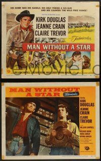 3t243 MAN WITHOUT A STAR 8 LCs '55 cowboy Kirk Douglas, Jeanne Crain, King Vidor western!