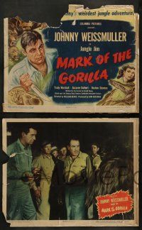 3t697 MARK OF THE GORILLA 4 LCs '51 jungle explorer Johnny Weissmuller, Suzanne Dalbert!