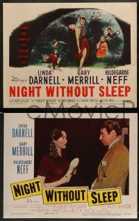 3t299 NIGHT WITHOUT SLEEP 8 LCs '52 sexy Linda Darnell, Gary Merrill, Hildegarde Neff, film noir!