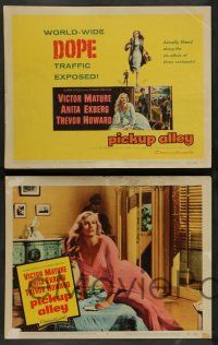 3t326 PICKUP ALLEY 8 LCs '57 Anita Ekberg, Victor Mature, Howard, this picture is about DOPE!