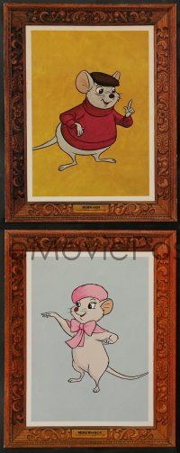 3t338 RESCUERS 8 LCs '77 Disney, great cartoon portraits of characters with frame border, rare!