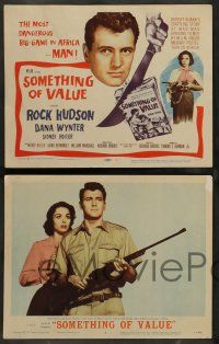 3t377 SOMETHING OF VALUE 8 LCs '57 Rock Hudson & Dana Wynter are hunted in Africa!