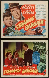 3t397 STRANGE BARGAIN 8 LCs '49 film noir, Martha Scott, Jeffrey Lynn, insurance fraud!