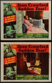 3t401 SUDDEN FEAR 8 LCs '52 images of terrified Joan Crawford, Jack Palance!