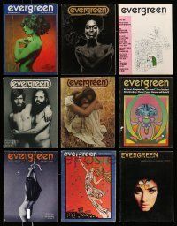 3w091 LOT OF 15 EVERGREEN REVIEW MAGAZINES '60s-70s lots of great sexy cover images!