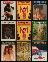 3w100 LOT OF 13 EVERGREEN REVIEW MAGAZINES '60s-70s lots of great sexy cover images!