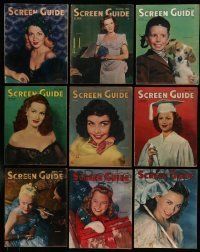 3w110 LOT OF 11 SCREEN GUIDE 1945 MAGAZINES '45 filled with great movie images & information!