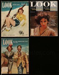 3w211 LOT OF 3 LOOK MAGAZINES '40s-50s Elizabeth Taylor, Mickey Rooney & Judy Garland!