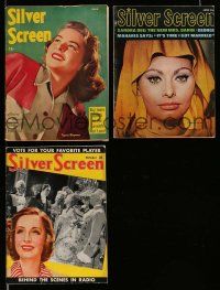 3w199 LOT OF 3 SILVER SCREEN MAGAZINES '30s-40s Sophia Loren, Ingrid Bergman, Anita Louise