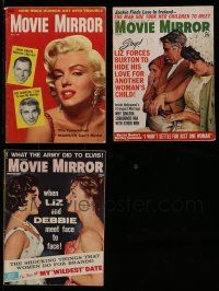3w207 LOT OF 3 MOVIE MIRROR MAGAZINES '50s-60s Marilyn Monroe, Elizabeth Taylor, Debbie Reynolds