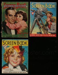 3w202 LOT OF 3 SCREEN BOOK MAGAZINES '28-38 Al Jolson, Shirley Temple, Clark Gable, Myrna Loy!