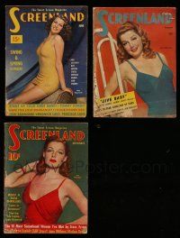 3w200 LOT OF 3 SCREENLAND MAGAZINES '40s sexy Rita Hayworth & Ann Sheridan both in swimsuits!
