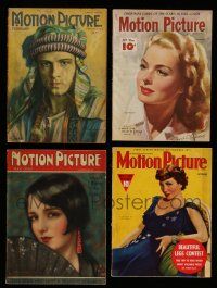 3w185 LOT OF 4 MOTION PICTURE MAGAZINES '20s-30s Rudolph Valentino, Bebe Daniels, Bergman, Colbert