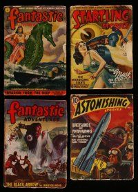 3w180 LOT OF 4 SCI-FI PULP MAGAZINES '40s-50s Fantastic Adventures & more, cool cover art!