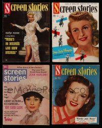 3w179 LOT OF 4 SCREEN STORIES MAGAZINES '40s-60s Marilyn Monroe, Audrey Hepburn, Rita & Judy!
