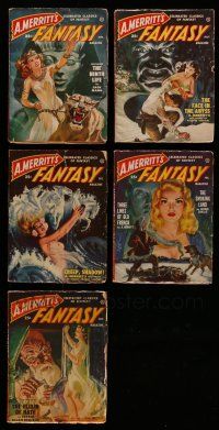 3w176 LOT OF 5 A. MERRITT'S FANTASY SCI-FI PULP MAGAZINES '40s-50s wonderful cover art & content!