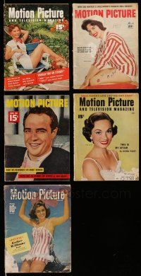 3w169 LOT OF 5 MOTION PICTURE MAGAZINES '50s Marlon Brando, Natalie Wood, Debbie Reynolds & more!