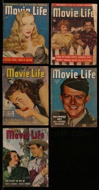 3w168 LOT OF 5 MOVIE LIFE MAGAZINES '40s Veronica Lake, Lucy & Desi, Roy Rogers & Dale Evans!