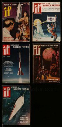 3w171 LOT OF 5 IF: WORLDS OF SCIENCE FICTION SCI-FI PULP MAGAZINES '50s great images & info!