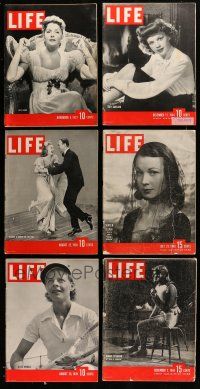 3w159 LOT OF 6 LIFE MAGAZINES '30s-40s Judy Garland, Astaire & Rogers, Greta Garbo & more!