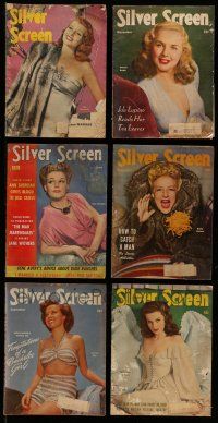 3w154 LOT OF 6 SILVER SCREEN MAGAZINES '40s Rita Hayworth, Ann Sheridan, Deanna Durbin & more!