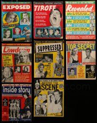 3w135 LOT OF 8 SCANDAL MAGAZINES '50s Exposed, Tip-Off, Revealed, Top Secret, The Lowdown & more!