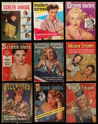 3w131 LOT OF 9 MOVIE MAGAZINES '40s-50s Audrey Hepburn, Debbie Reynolds, Lana Turner + more!