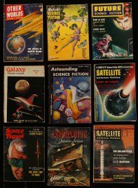 3w129 LOT OF 9 SCI-FI PULP MAGAZINES '50s Other Worlds, Future Science Fiction, Space Travel!