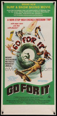 3x015 GO FOR IT Aust daybill '76 cool surfing, skateboarding & extreme sports art!