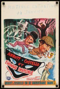 3x541 ABBOTT & COSTELLO MEET THE INVISIBLE MAN Belgian '51 Bos art of Bud & Lou with monster!