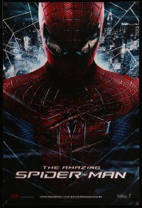 3x078 AMAZING SPIDER-MAN teaser Danish '12 portrait of Andrew Garfield in title role over city!
