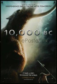 3x127 10,000 BC teaser DS English 1sh '08 cool image of hunter & wooly mammoth!