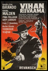 3x011 ONE EYED JACKS Finnish '61 great image of star & director Marlon Brando with gun & bandolier!