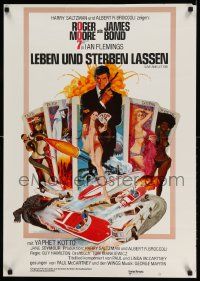 3x030 LIVE & LET DIE German '73 art of Roger Moore as James Bond by Robert McGinnis!