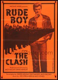 3x042 RUDE BOY Swiss '80 The Clash, cool different image of Mick Jones & police, orange design!