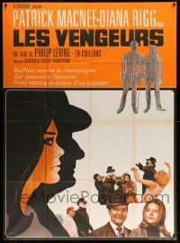3y657 AVENGERS French 1p '68 Diana Rigg, Patrick Macnee, cool differrent art by Savkoff!